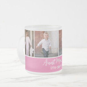 Caneca De Café Vidro Jateado Queridos da tia personalizada com 4 fotos quadrada