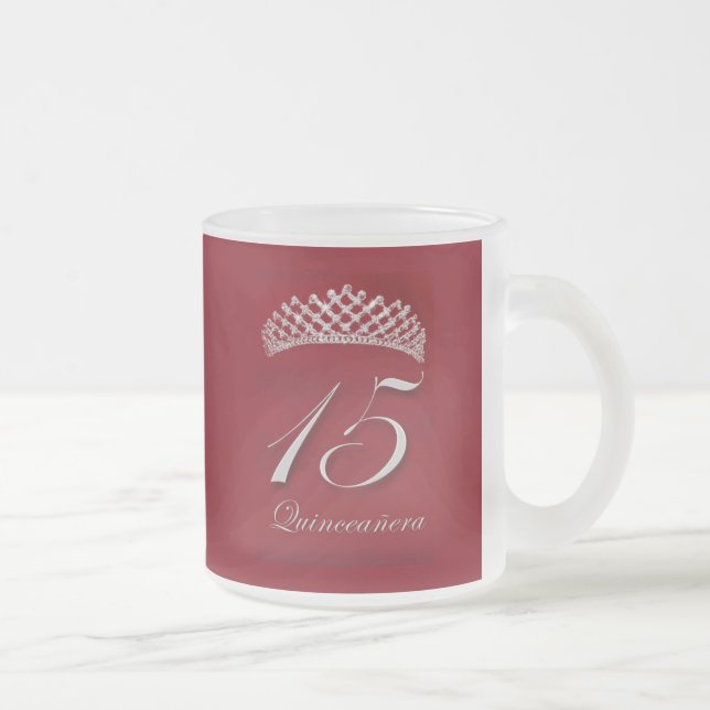 Caneca De Café Vidro Jateado Quinceañera para o 15o aniversário (Direita)