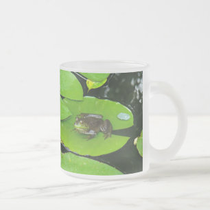Caneca De Café Vidro Jateado Rã-grande em Lilypads