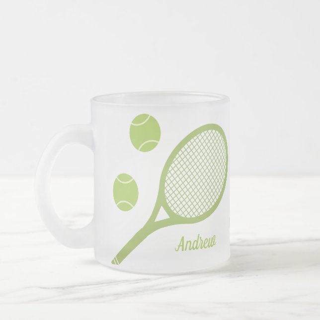 Caneca De Café Vidro Jateado Racket de Tênis Verde Moderno Personalizado (Esquerda)