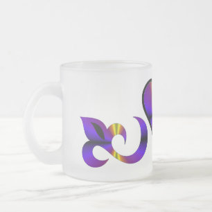 Caneca De Café Vidro Jateado Rainbow Heart Lily and Butterfly