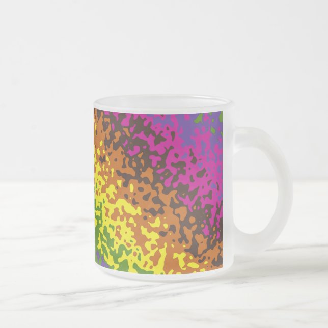 Caneca De Café Vidro Jateado Rainbow Paint Splatter Hippie Earth Tones Abstrato (Direita)