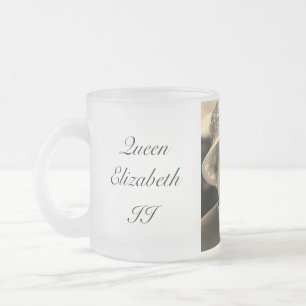 Caneca De Café Vidro Jateado Rainha Elizabeth