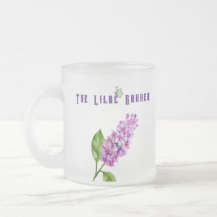 Caneca De Café Vidro Jateado Ramificação lilática de aquarela elegante