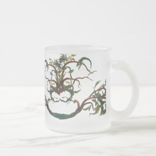 Caneca De Café Vidro Jateado Ramificações de torção desenhadas à mão   Fosco Bo