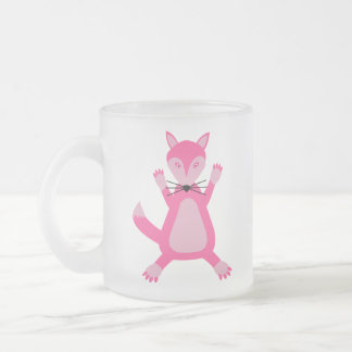 Caneca De Café Vidro Jateado Raposa-Bebê Rosa bonito