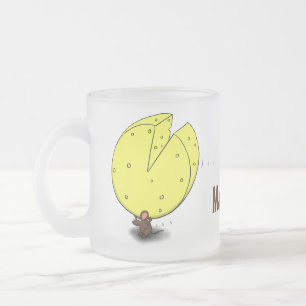 Caneca De Café Vidro Jateado Rato bonito com ilustração de desenho animado de q