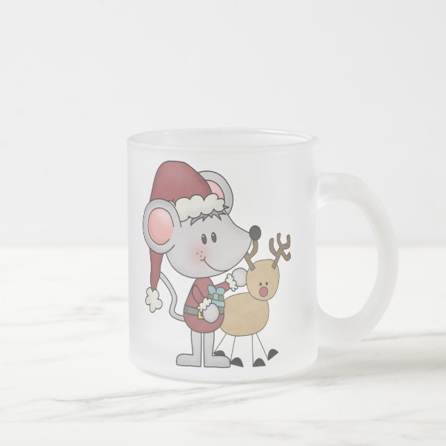Caneca De Café Vidro Jateado Rato do Natal e (Direita)