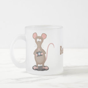 Caneca De Café Vidro Jateado Rato engraçado com ilustração de desenho animado c