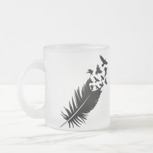 Caneca De Café Vidro Jateado Raven, Pena Negra