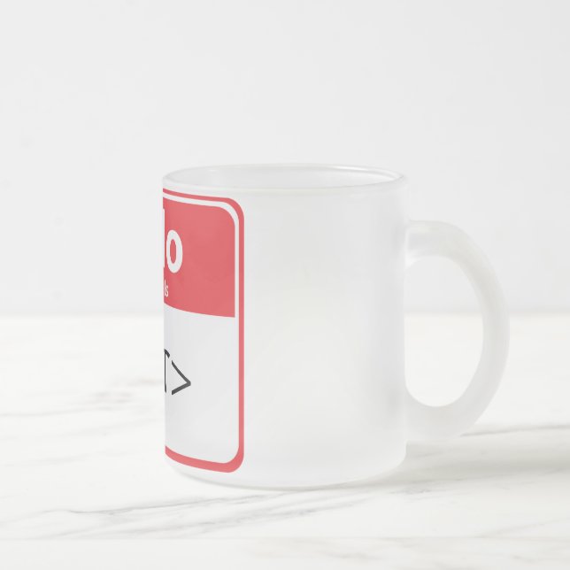Caneca De Café Vidro Jateado Red Hello Meu nome é,<TEXT> (Direita)
