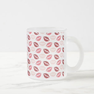 Caneca De Café Vidro Jateado Red Pink Beija-me Beijos Lábios Presentes Dias de