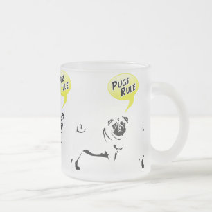 Caneca De Café Vidro Jateado Regras do Pug