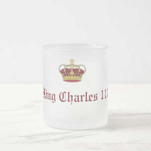 Caneca De Café Vidro Jateado Rei Charles 111 Coroa Real