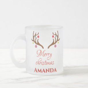 Caneca De Café Vidro Jateado Reindeer decor - Feliz Natal