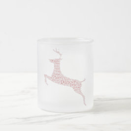 Caneca De Café Vidro Jateado Reindeer Word Art Rudolph Blixem Comet Cupid