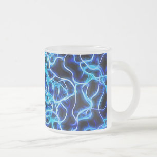 Caneca De Café Vidro Jateado Relâmpago de Néon Blue Tesla