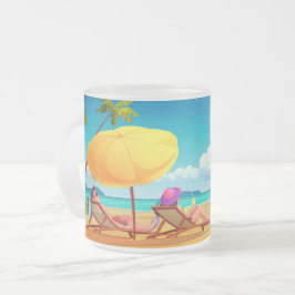 Caneca De Café Vidro Jateado Relaxando o Verão de 2025