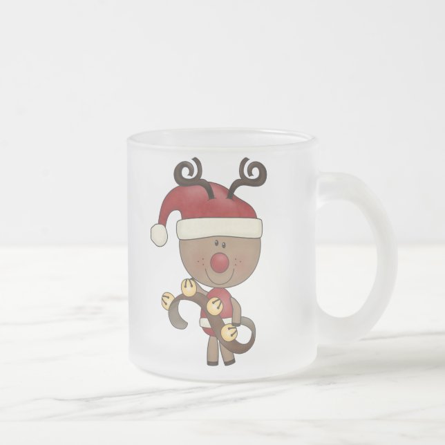 Caneca De Café Vidro Jateado Rena de Rudy com Bels (Direita)