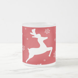 Caneca De Café Vidro Jateado Rena do Natal