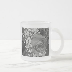 Caneca De Café Vidro Jateado Respiração e Rosa do bebê - Cinza