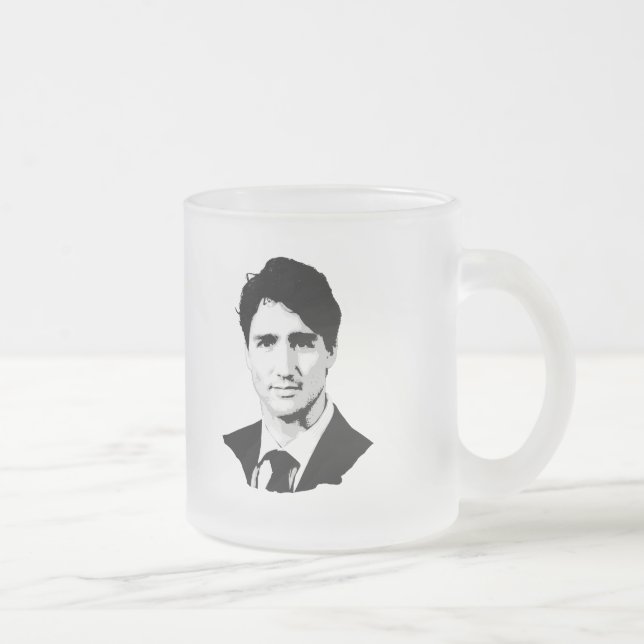 Caneca De Café Vidro Jateado Retrato de Justin Trudeau (Direita)