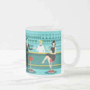 Caneca De Café Vidro Jateado Retro Cocktail Lounge Mug