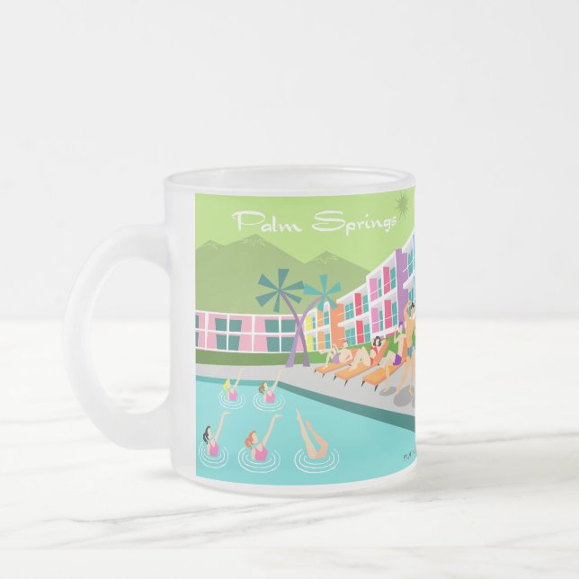 Caneca De Café Vidro Jateado Retro Palm Primavera Hotel Mug (Esquerda)