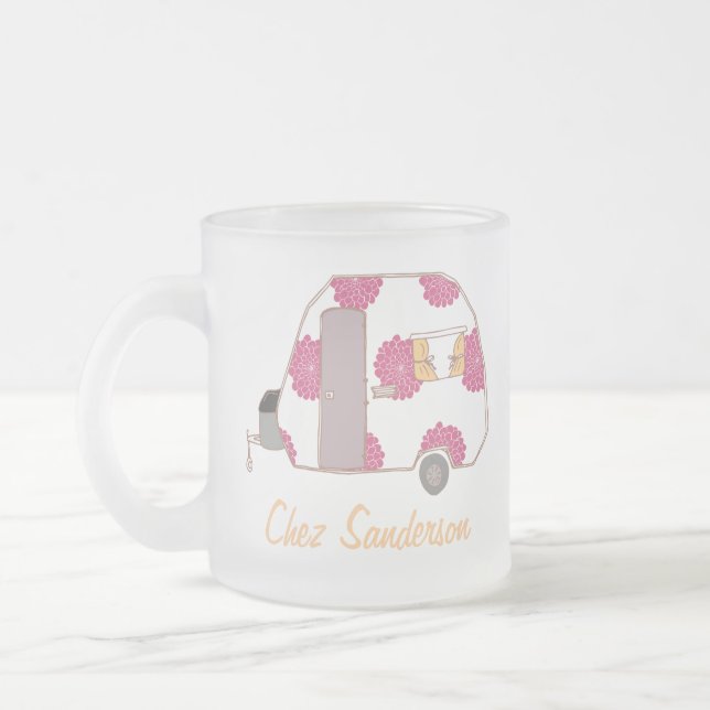 Caneca De Café Vidro Jateado Retro Personalizado Caravana Art Mugs (Esquerda)
