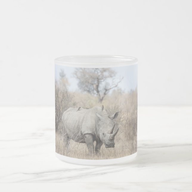 Caneca De Café Vidro Jateado Rhino Branco (Centro)
