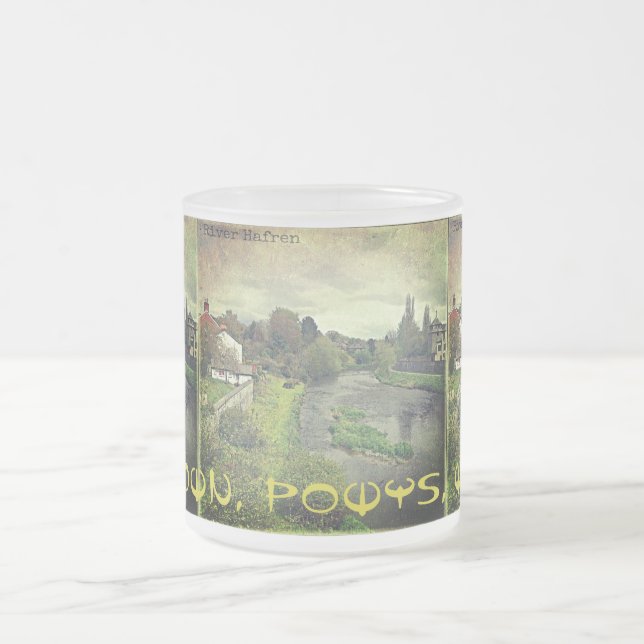 Caneca De Café Vidro Jateado Rio Hafren em Newtown, Powys, Gales (Centro)