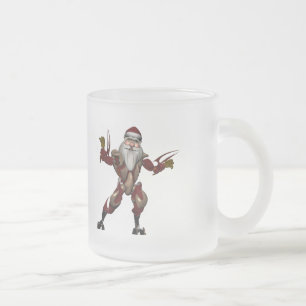 Caneca De Café Vidro Jateado robot tech mech santa claus