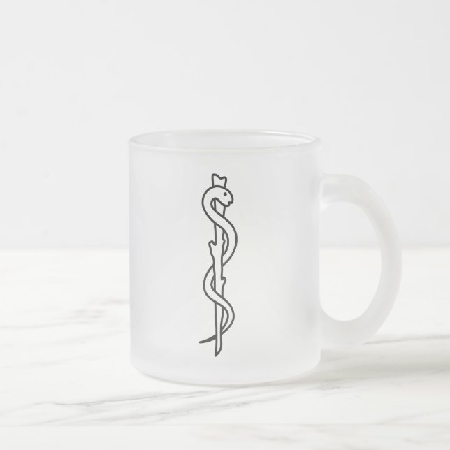 Caneca De Café Vidro Jateado Rod de Asclepius [símbolo médico] (Direita)