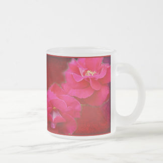 Caneca De Café Vidro Jateado Romance e Rosas vermelhas