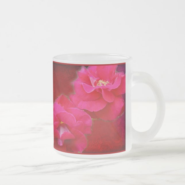 Caneca De Café Vidro Jateado Romance e Rosas vermelhas (Direita)
