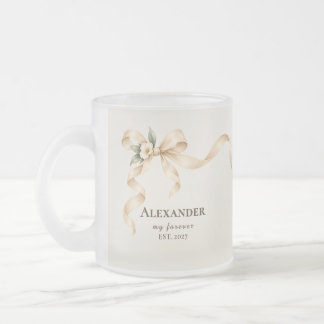 Caneca De Café Vidro Jateado Rompante Fita de Champanhe Meu Recém-Casado Para S