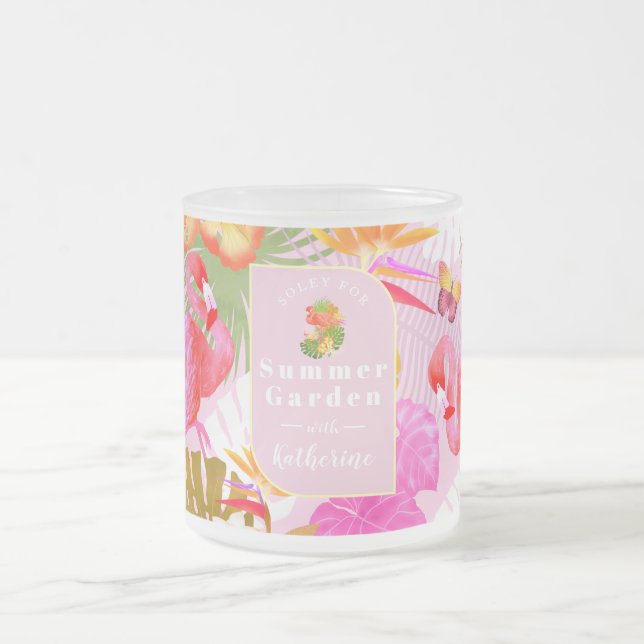 Caneca De Café Vidro Jateado Rosa Flamingo Garden (Centro)