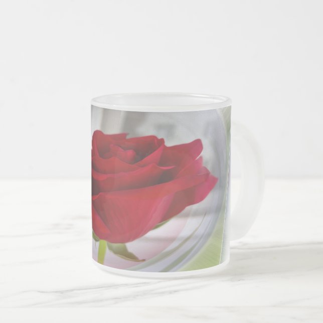 Caneca De Café Vidro Jateado Rosa vermelha 2 (Frente Esquerda)
