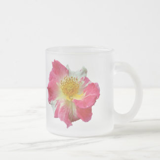 Caneca De Café Vidro Jateado Rosa vermelho e branco