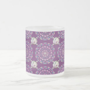 Caneca De Café Vidro Jateado Rosace vermelho cardinal