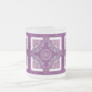 Caneca De Café Vidro Jateado Rosace vermelho cardinal