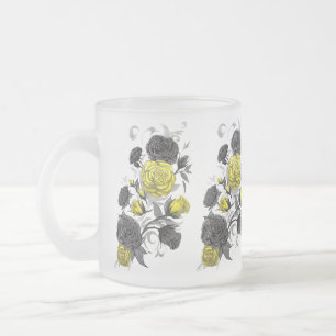 Caneca De Café Vidro Jateado Rosas Existentes