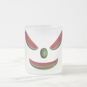 Caneca De Café Vidro Jateado Rosto de Melancia Sorridente