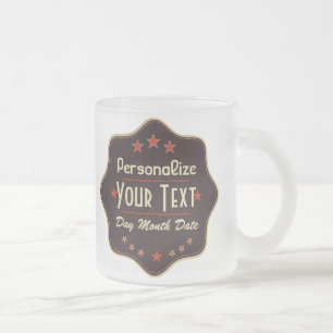 Caneca De Café Vidro Jateado Rótulo Retro com Texto Personalizado Clássico