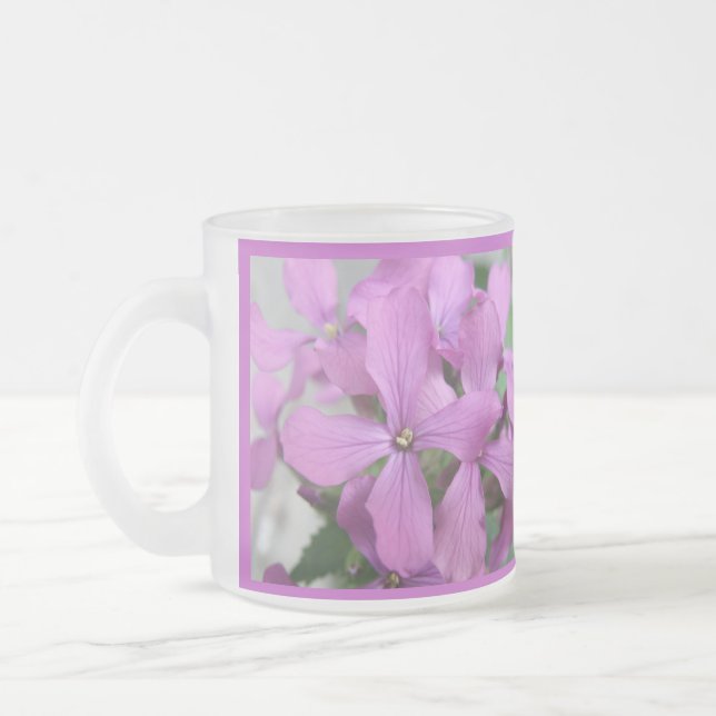 Caneca De Café Vidro Jateado Roxo Flores Selvagens Fosco (Esquerda)