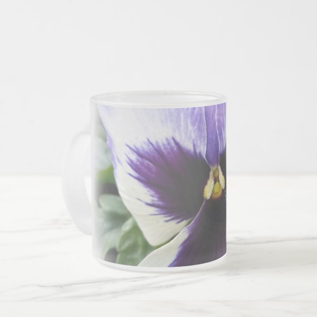 Caneca De Café Vidro Jateado roxo profundo em branco (Frente Esquerda)