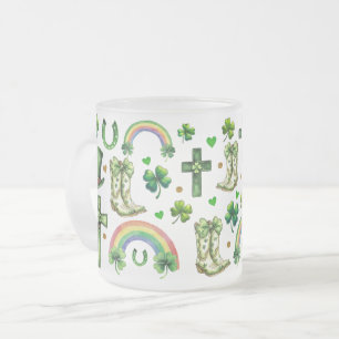 Caneca De Café Vidro Jateado Rua. O dia de Patrick Shamrock Clover - Sorte e es