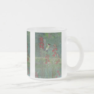 Caneca De Café Vidro Jateado Rubi-garganta e flor cardinal