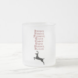 Caneca De Café Vidro Jateado Rudolph, Comet, Reindeer Blixen