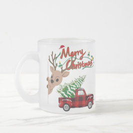 Caneca De Café Vidro Jateado Rudolph Merry Christmas - Personalized Glass Mug